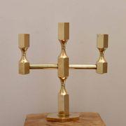 Vintage Swedish Three-Arm Brass Candleholder by Gusum, circa 1974