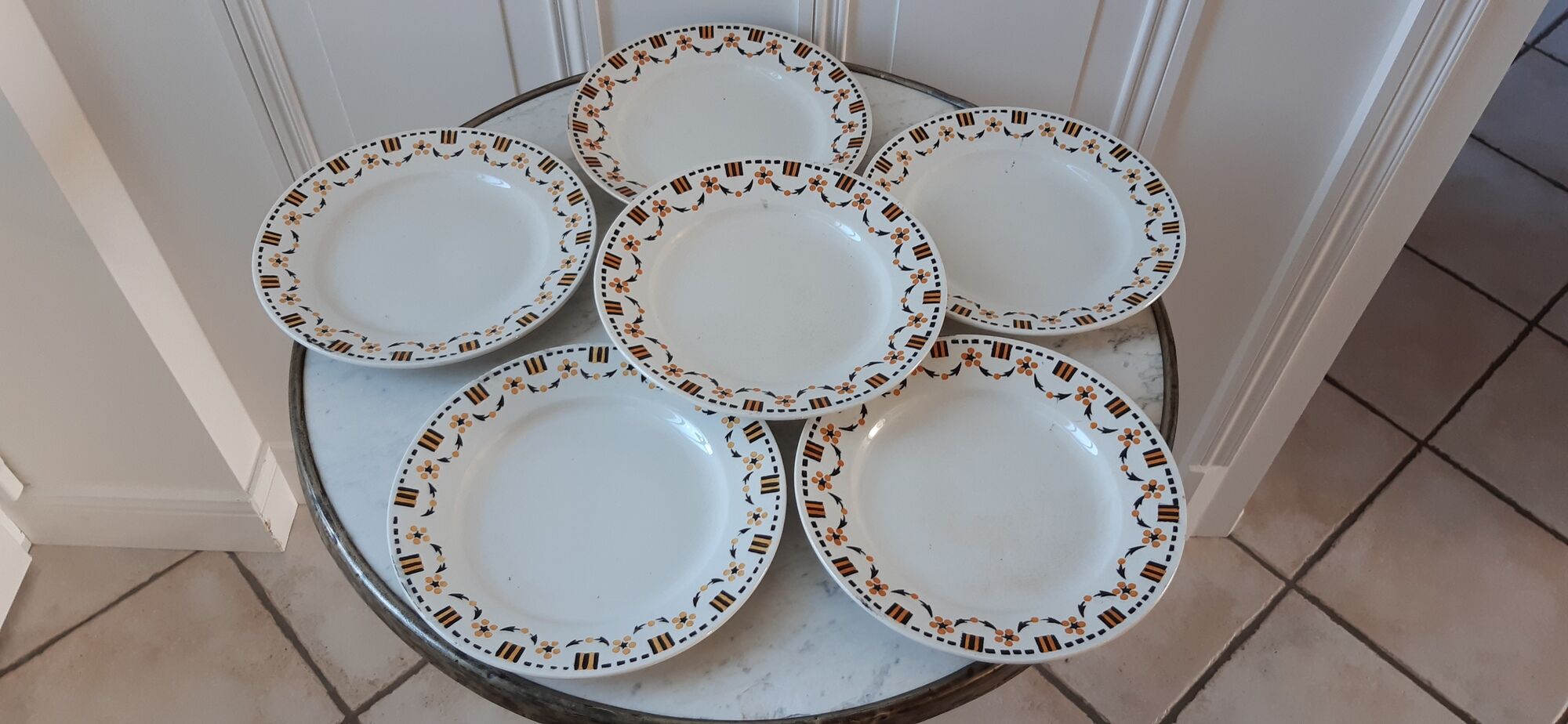 Set of 6 dessert plates Gien early twentieth century