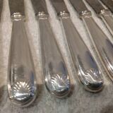 12 silver-plated table knives by Christofle Vendôme, 24.5cm