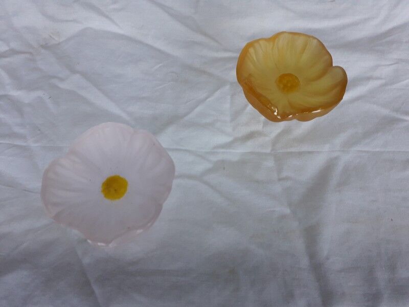 Pair of crystal flower bowls, Daum