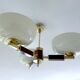 Large Art Deco pendant light in wood and glass, 1930s
