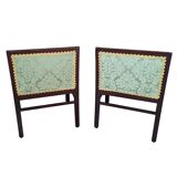 Coppia di Poltroncine Vintage Anni '70 in Mogano e Pregiata Seta di San Leu