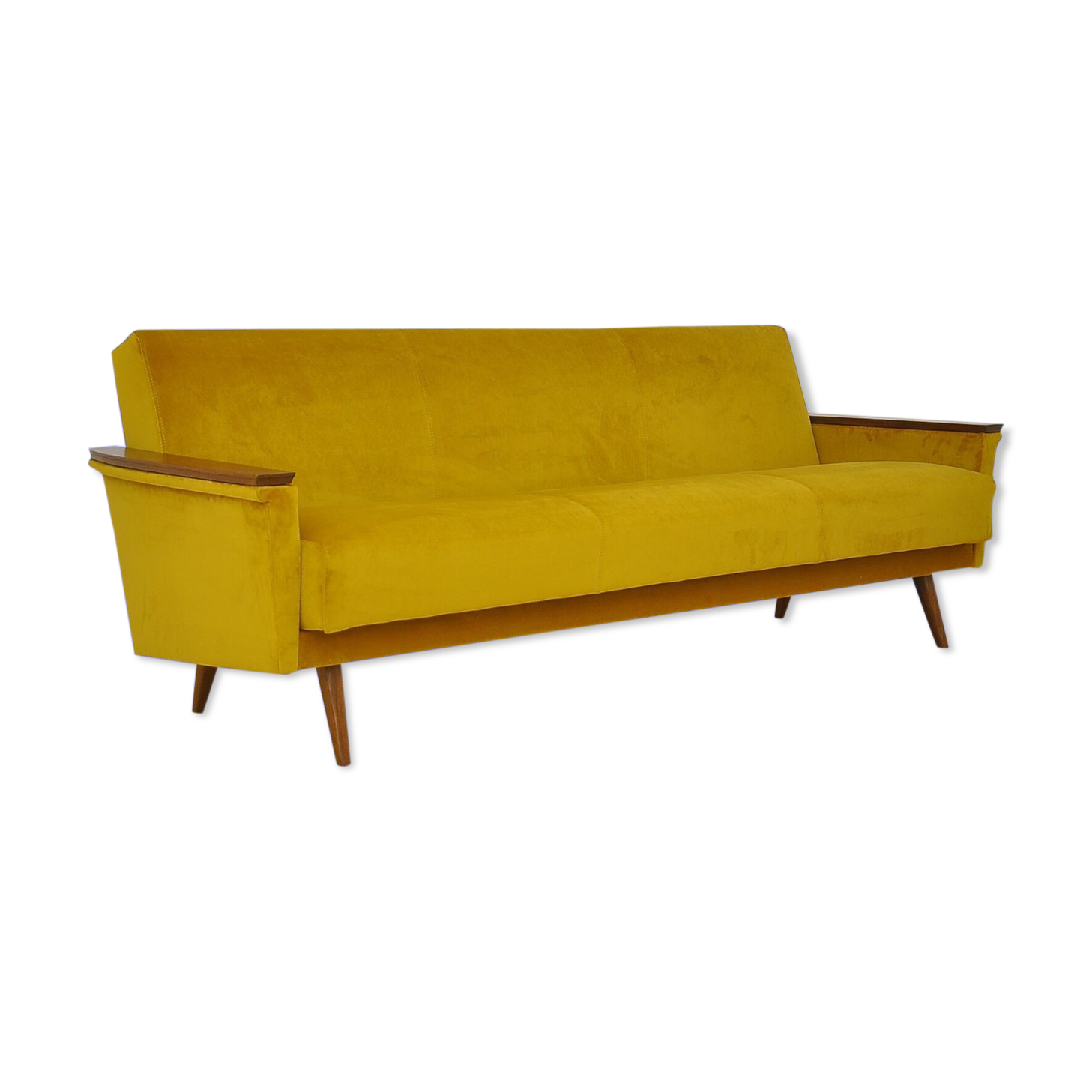 Velvet Daybed Sofa with fold-out function, 1960s