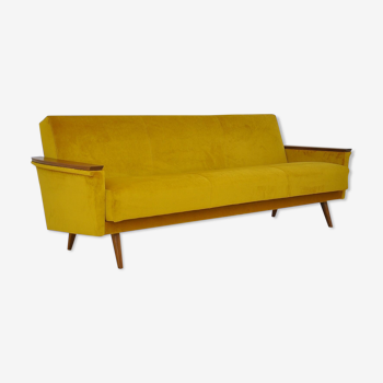 Velvet Daybed Sofa with fold-out function, 1960s