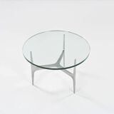 Knut HESTERBERG Table basse ronde en verre et aluminium poli