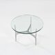 Knut HESTERBERG Round coffee table in glass and polished aluminium