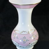 Pansu vase in opaline decoration of enamelled flowers NAPOLEON 3