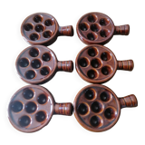 6 vintage snail pans