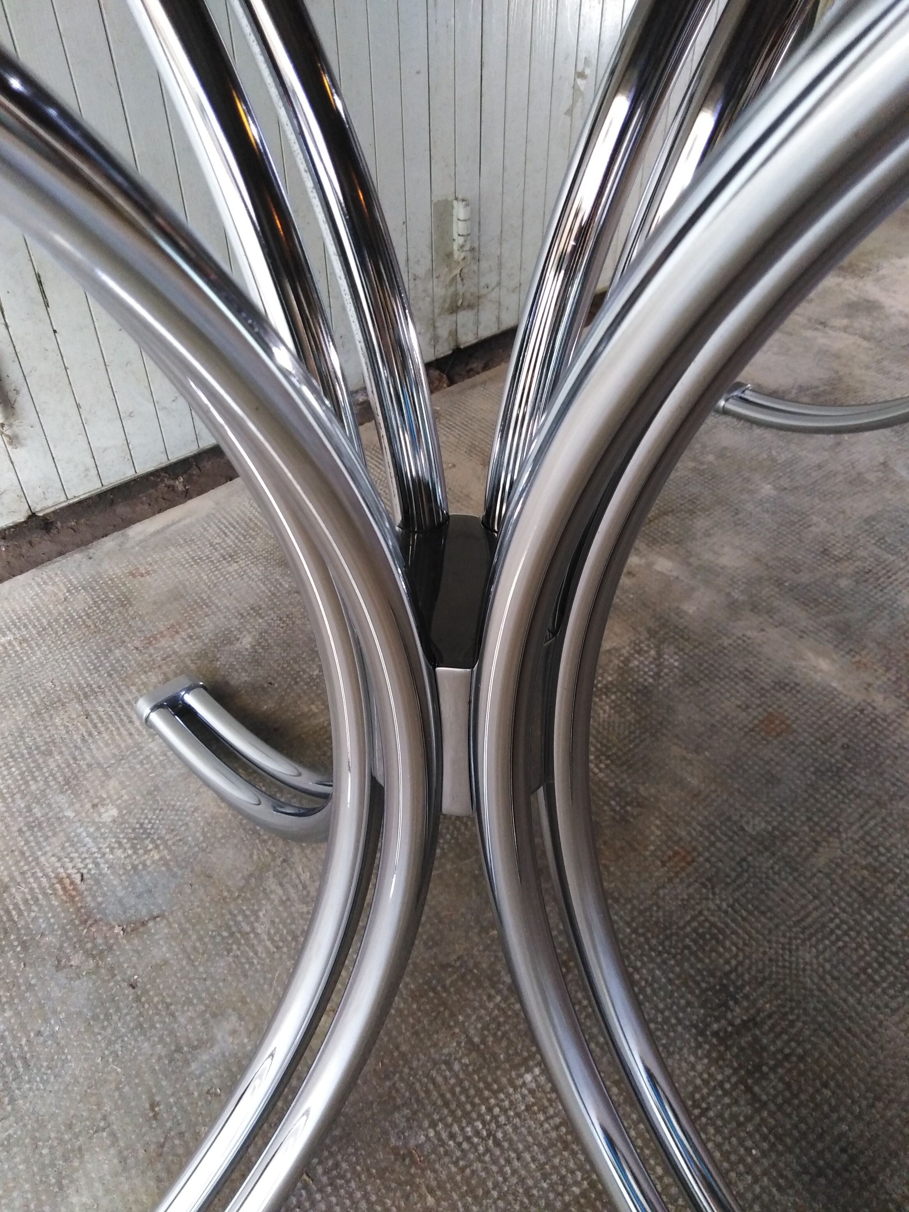 Large table Roche Bobois 1970 glass and chrome 8 pers