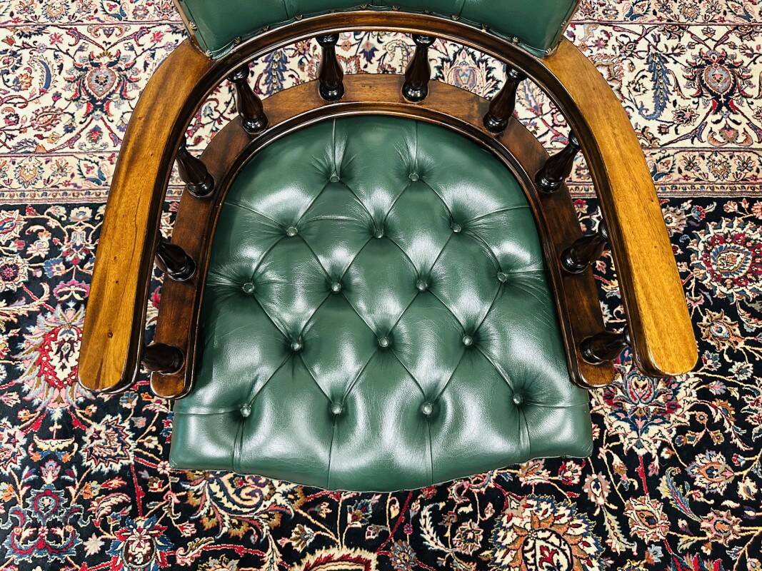 English Chesterfield Captain Chair office chair green
