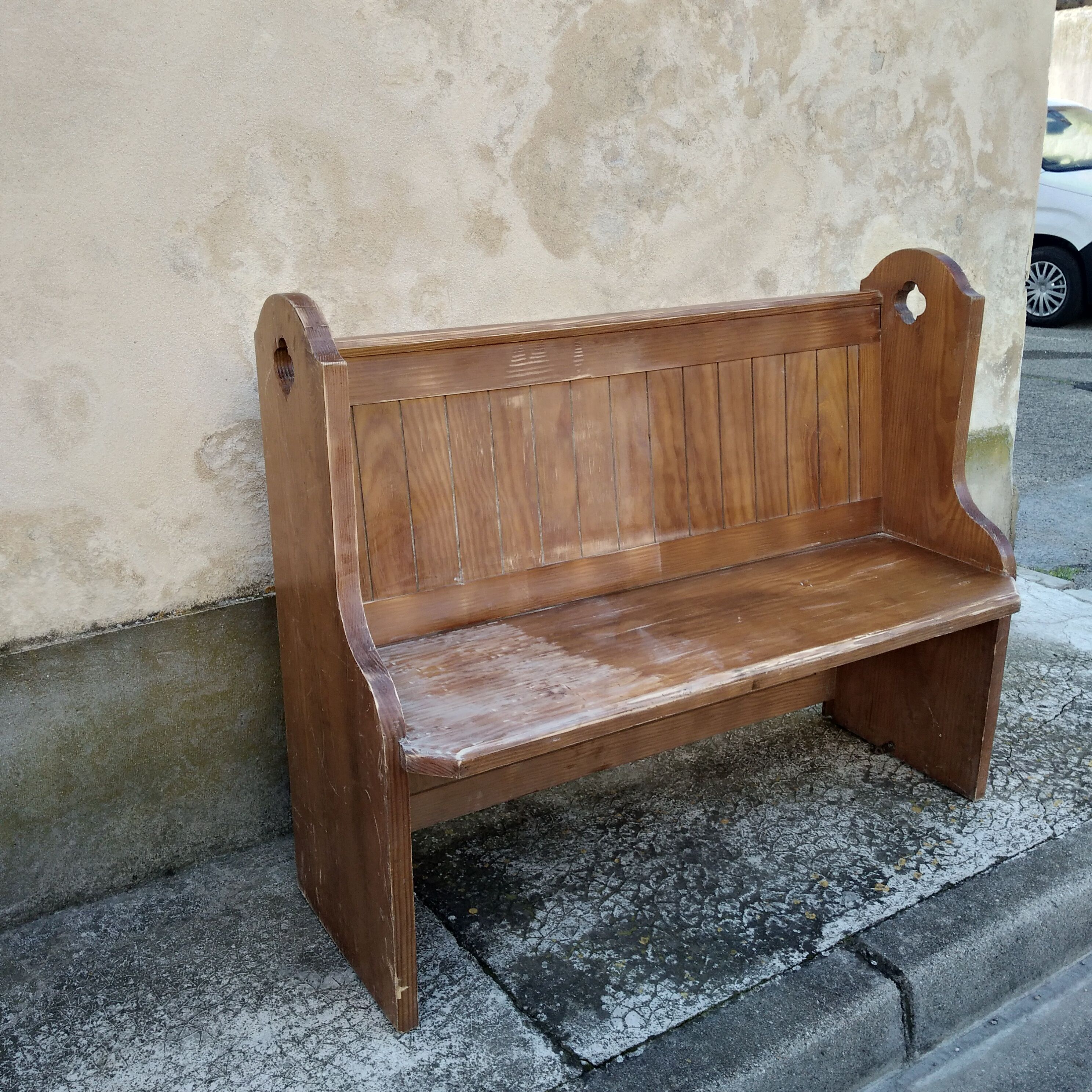 Wooden church bench