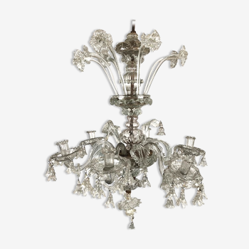 Ancient Venice chandelier, Transparent glass Murano