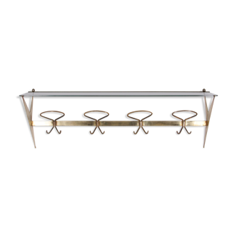 Italian coat rack of glass and brass, 1950s