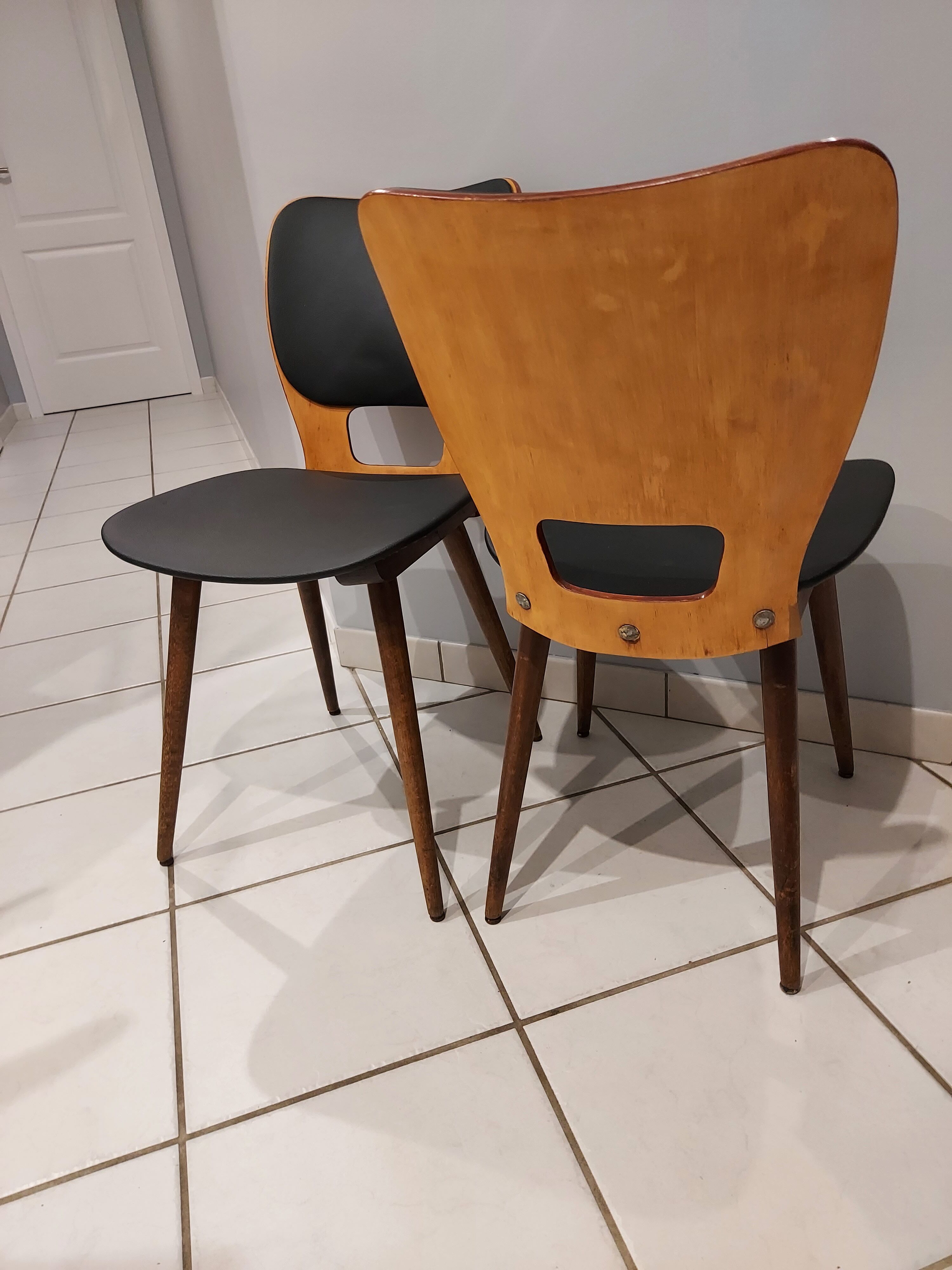 Pair of Bistrot Baumann chairs for Max bill vintage 1960