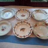 Assorted 12 dominant old brown/black plates