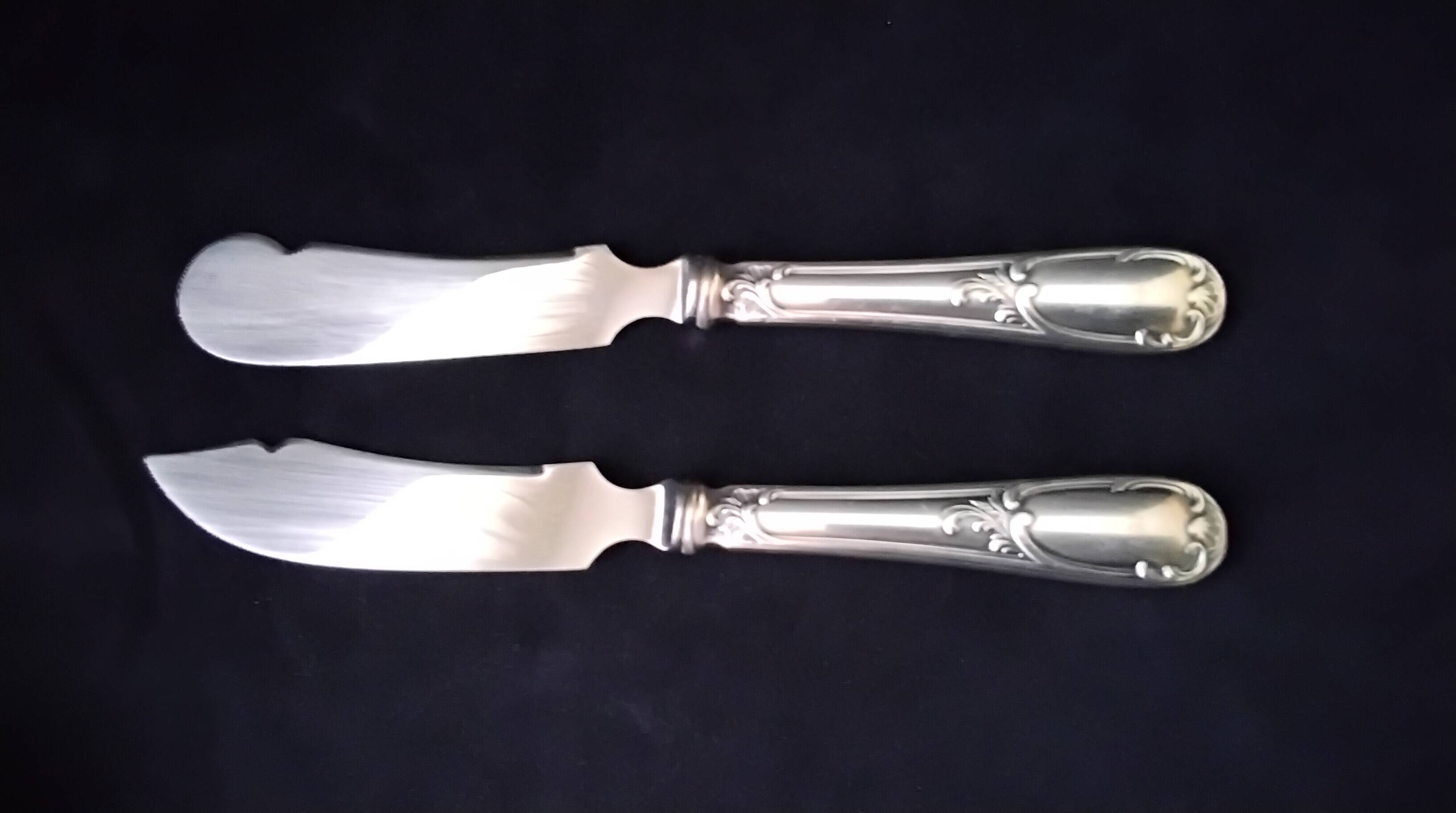 Set of 2 silver-plated and stainless steel Nogent serving knives