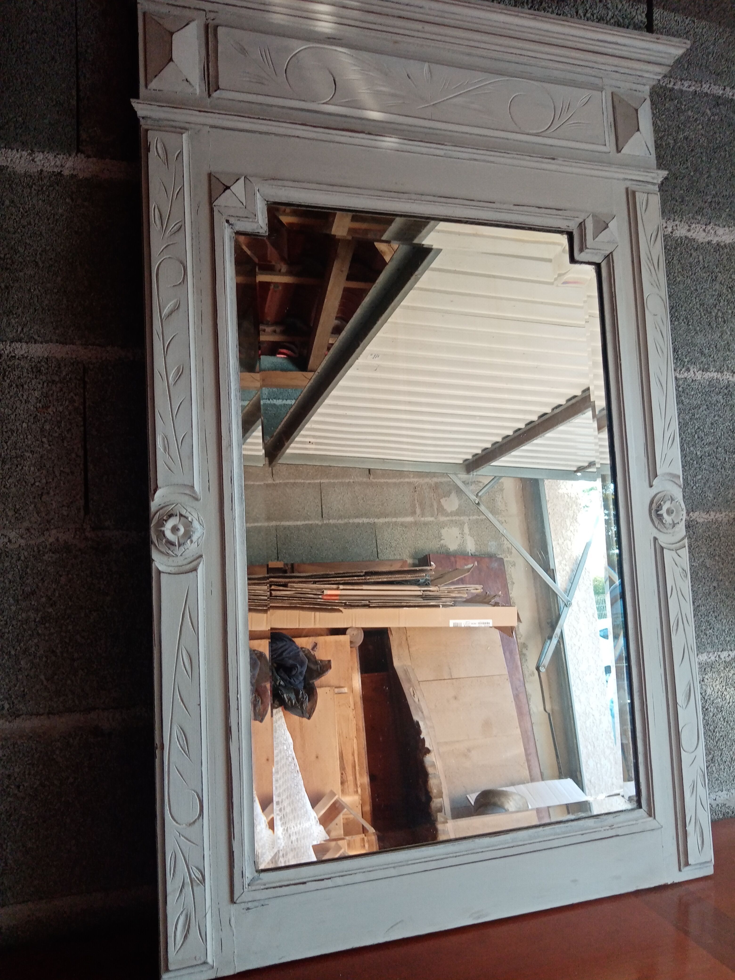 Old beveled trumeau mirror 105x73cm