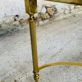 Table basse mid-century en marbre vert et laiton, 1960s