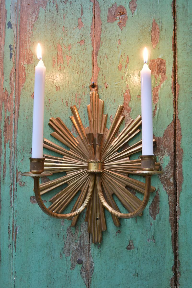 Pair of Charles House appliques, sun model