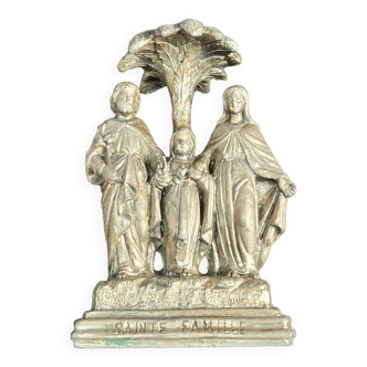 Statuette religieuse La Sainte Famille ND de LOURDES début XX éme- En régule