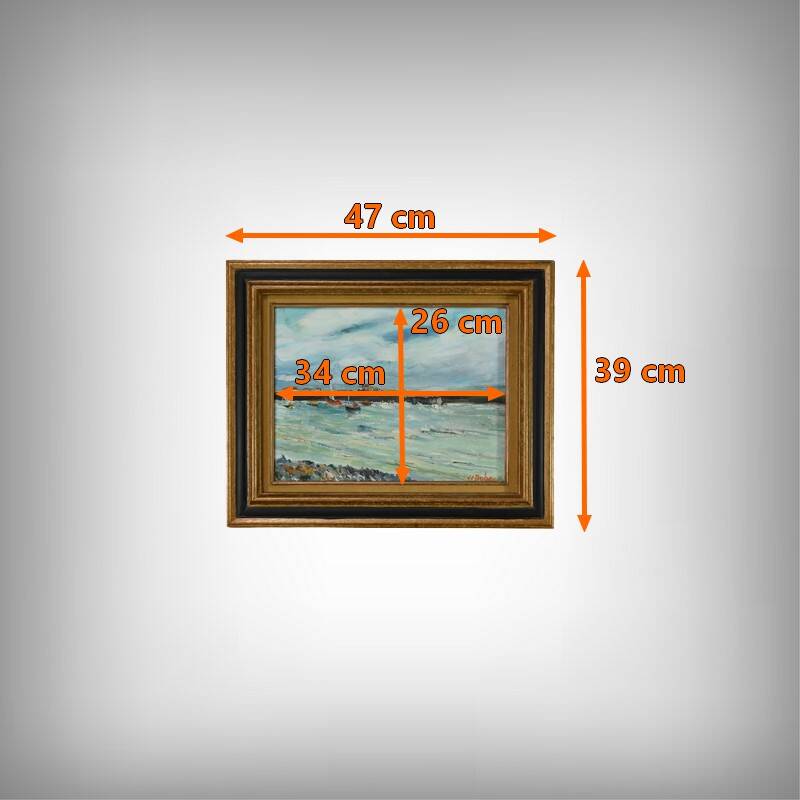 Painting “Petit Port Breton”, signed J.J Duboc – 1980