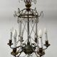 Louis XVI style chandelier with a pearl garland and painted tin, 20th century.