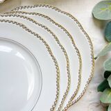 7 Vintage White and Gold Porcelain SPF Dinner Plates – Geometric