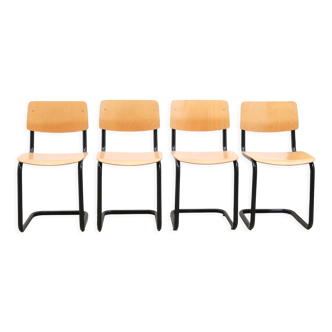Set of 4 vintage chairs in black beech
