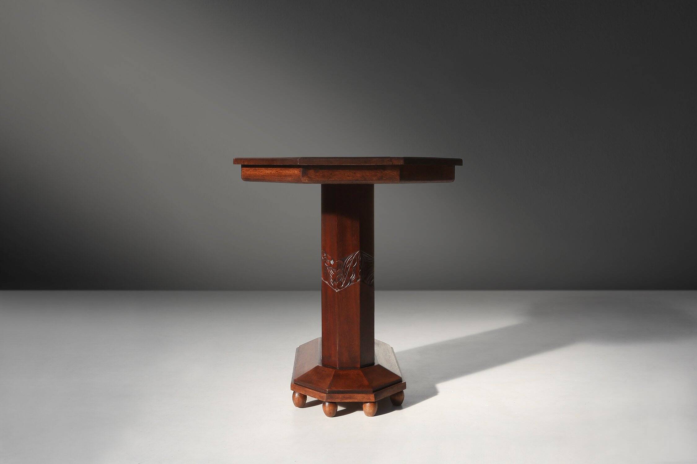 Art Deco carved oak Side Table, Belgium ca. 1920