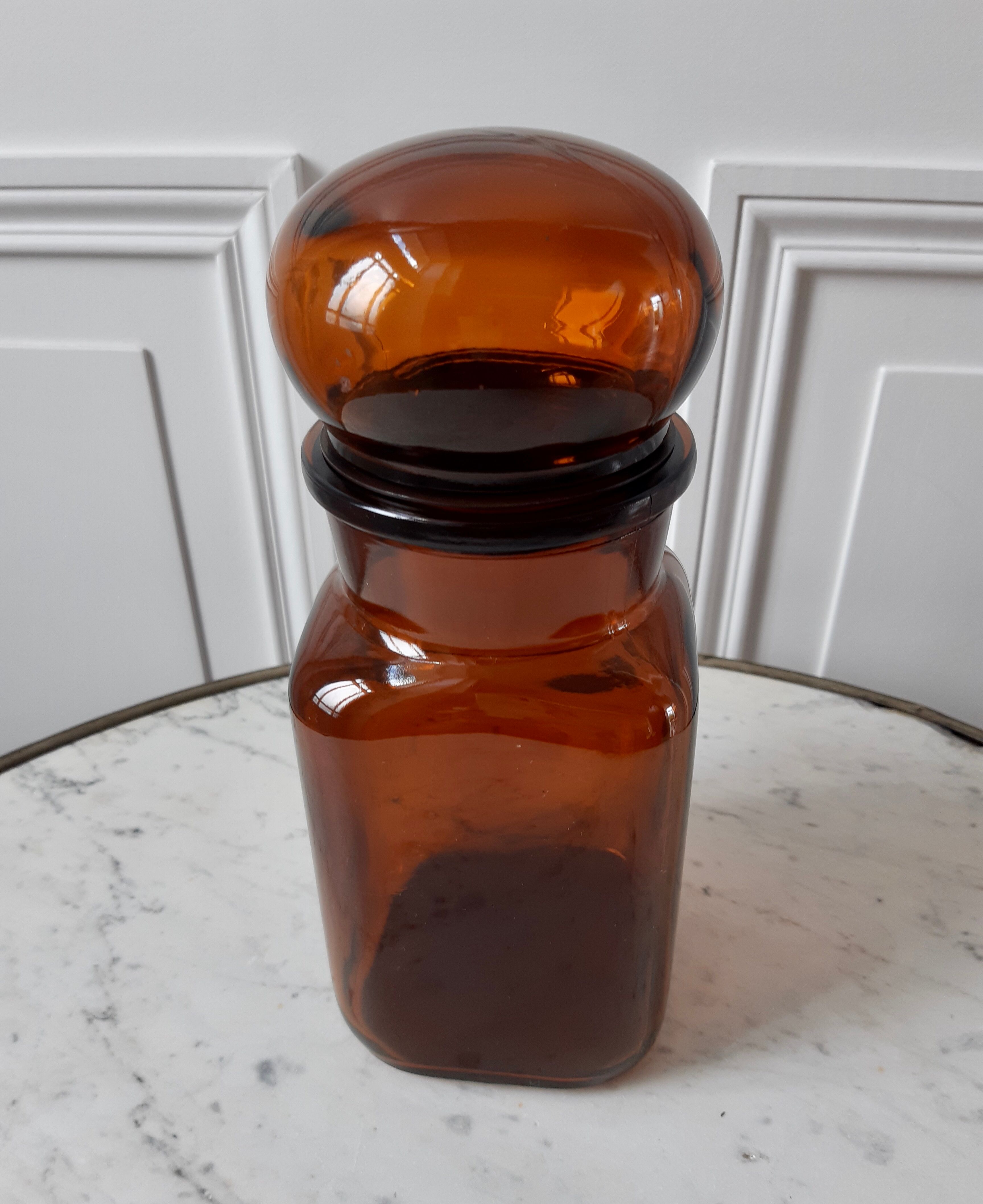 Vintage Amber Apothecary Pot