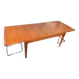 Vintage teak "portfolio" extendable table for 4 to 10 people - attributed to Niels Bach for Glostrup - Denmark 1960