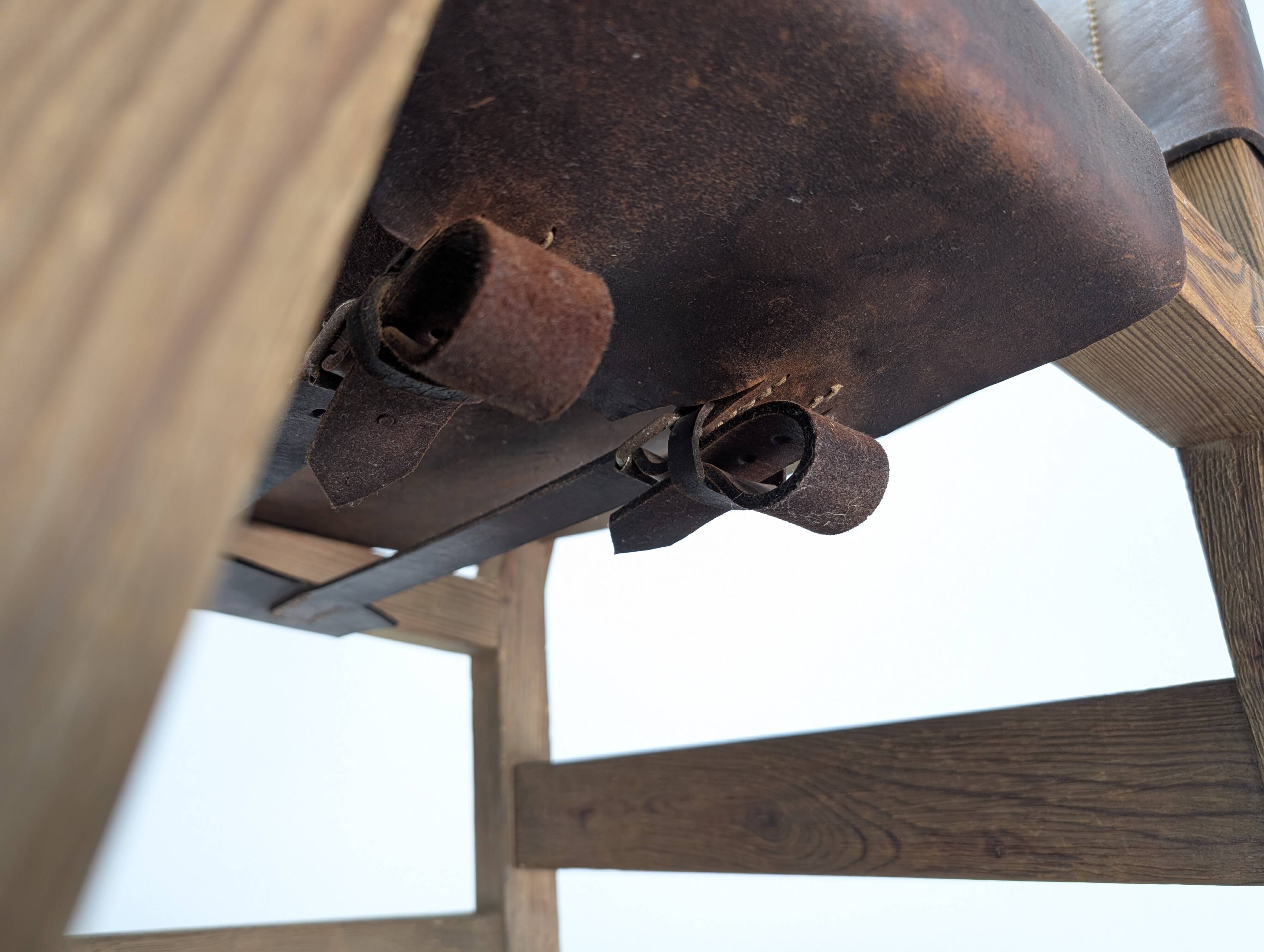 Set of 5 Spanish Leather and Oak Chairs