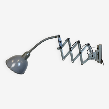 Grey industrial scissor wall lamp from elektroinstala, 1960s