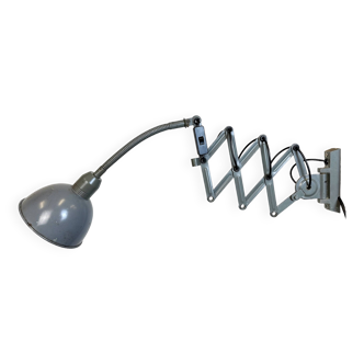 Grey industrial scissor wall lamp from elektroinstala, 1960s