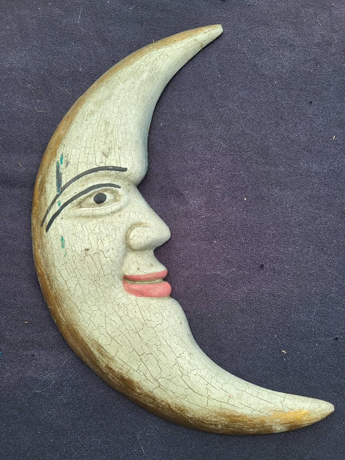 Crescent moon, vintage wood