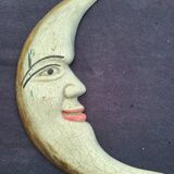 Crescent moon, vintage wood