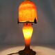 Lampe champignon en pâte de verre marmoréen orange vert. Artistar