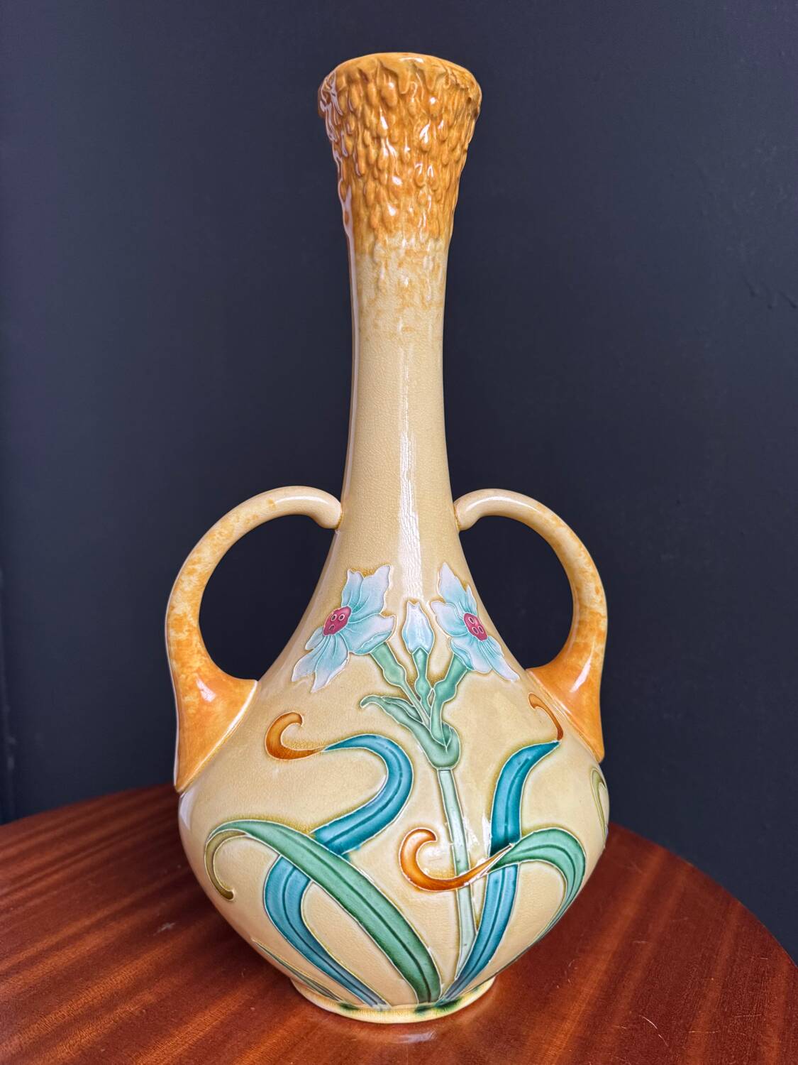 Art Nouveau ceramic vase by Gustave de Bruyn