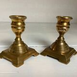 Pair of small brass candle holders