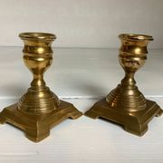 Pair of small brass candle holders