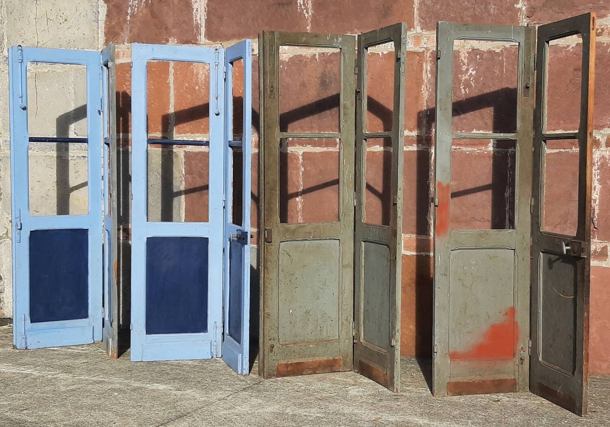 Portes doubles, deux battants, bois massif (Lot de 4)