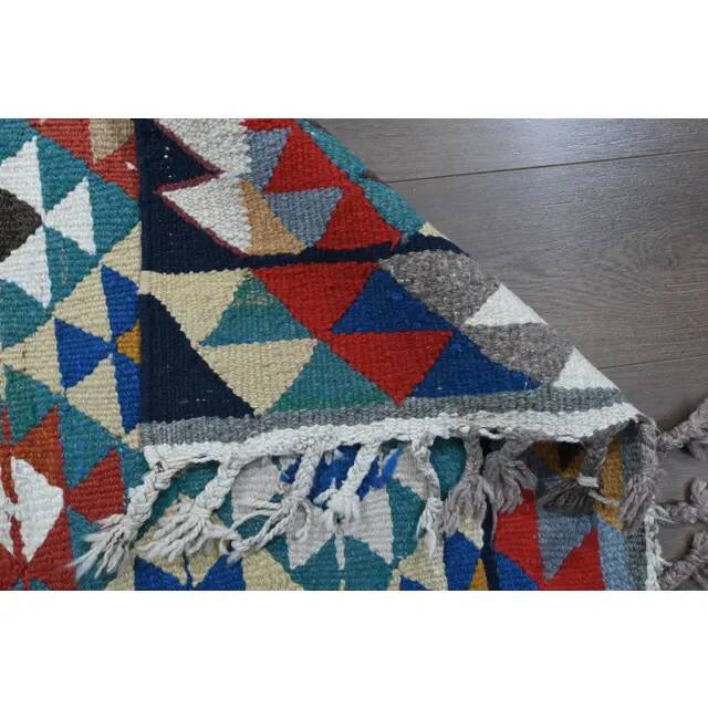 Turkish Vintage Oushak Runner Handwoven Wool Colorful Runner Rug 97x302