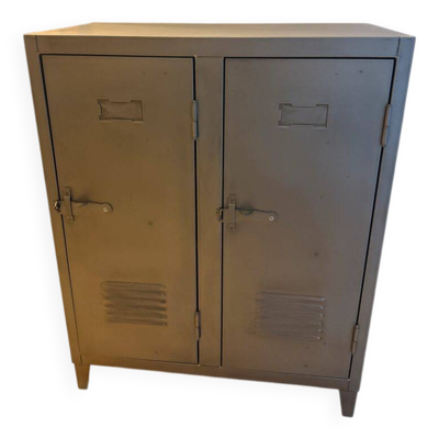 Armoire Casier B2 métal / 2 portes - L 80 x H 102 cm / Réédition 1930 - Tolix