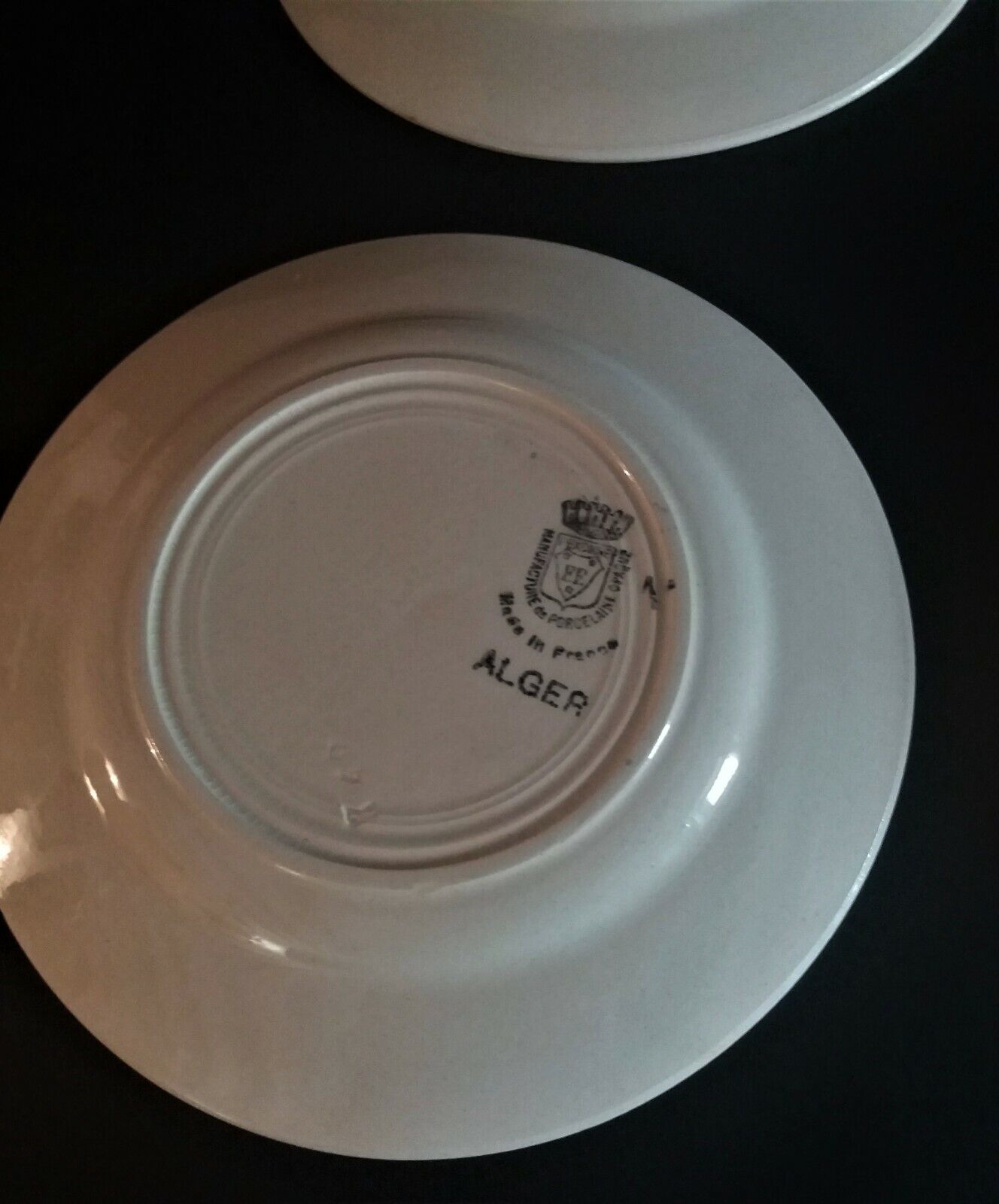 Series of six Pexonne earthenware dessert plates model Algiers