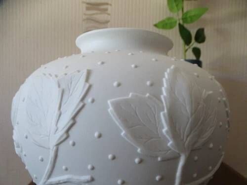 Limoges round vase "medard de noblat" biscuit porcelain flowers foliage