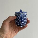 Electric blue ceramic sugar bowl