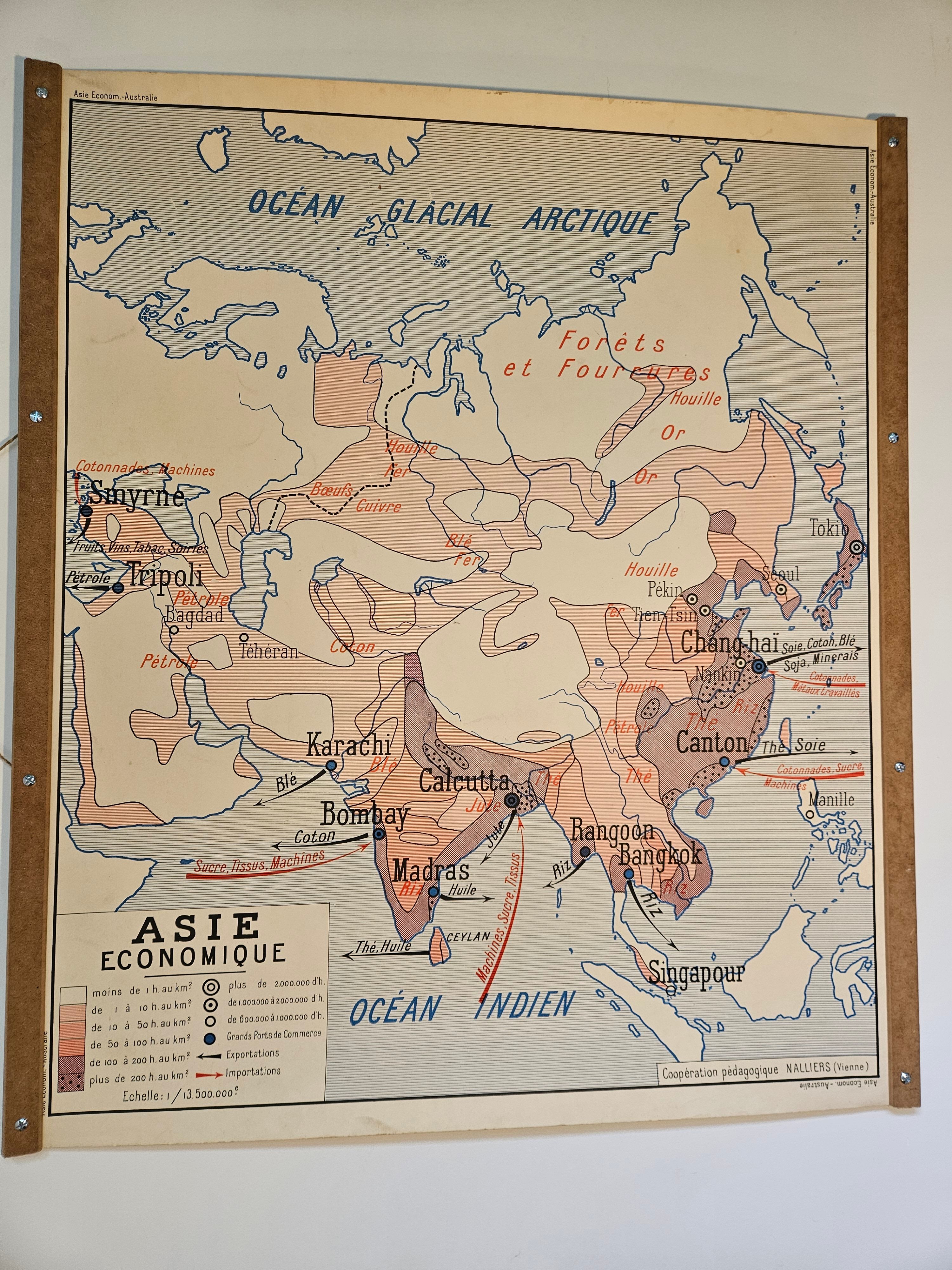 Old school map of geography of Australia and Asia double-sided