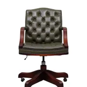 Chesterfield Green tufted Leather desk chair by Wade England 1960s