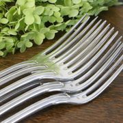 Set of 6 Cailar Bayard dessert forks, Coquille, monogrammed, early 20th century