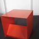 Side table, contemporary bedside table in orange metal